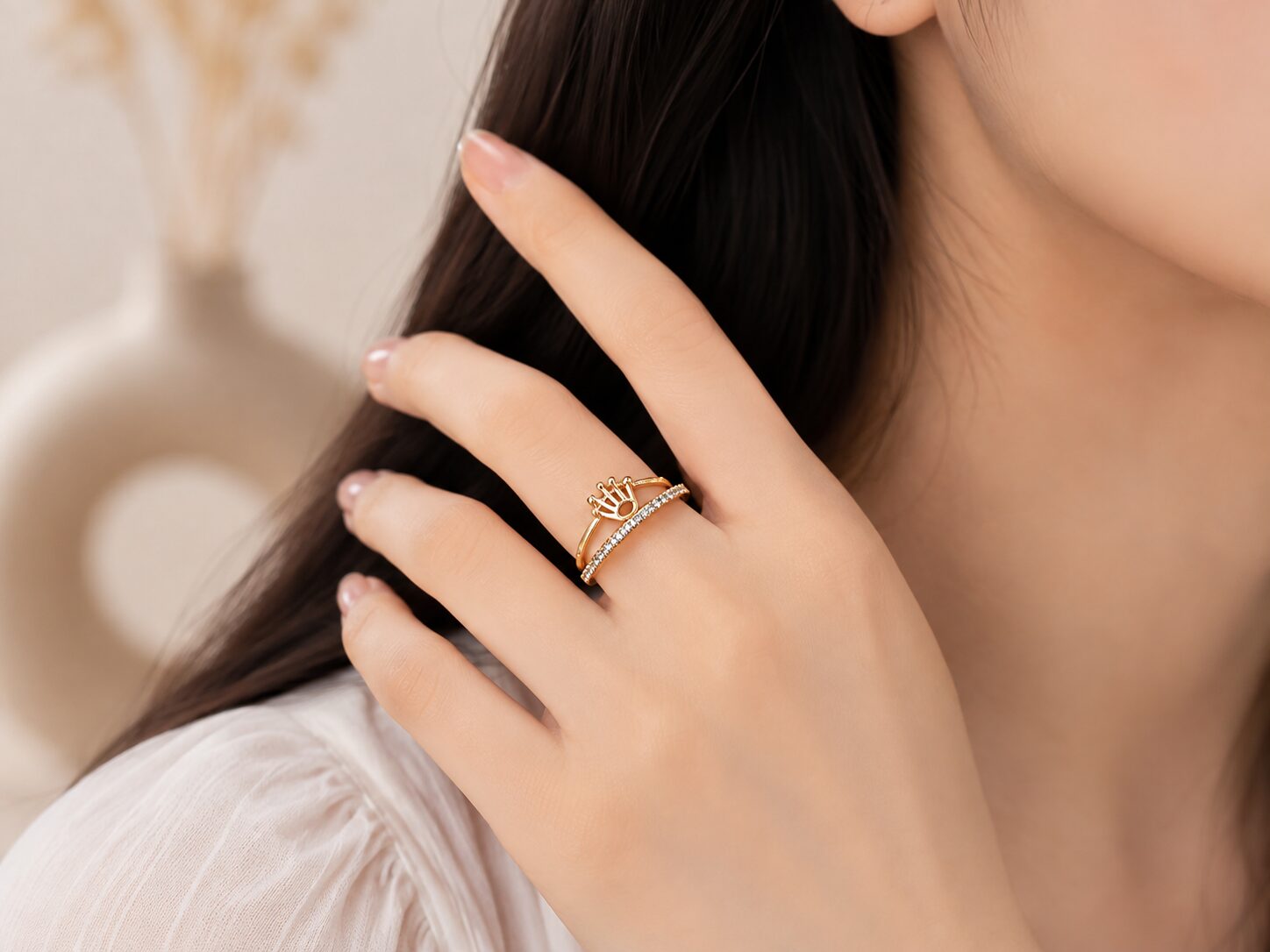 2026/08/1001775019.jpg 👑 Crown Sparkle Rose gold Ring - Image 1