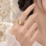 Elegant Oval Pearl Gold Ring