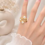 Triple Pearl Gold Ring