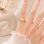 Elegant Pearl Floral Gold Ring