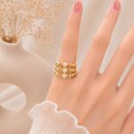 Triple Pearl Layered Gold Ring