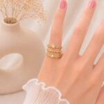 Elegant Pearl Stack Gold Ring