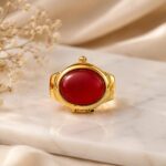 Premium Gold-Tone Red Stone Watch Ring