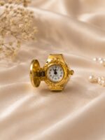 Premium Gold-Tone Red Stone Watch Ring - Image 2