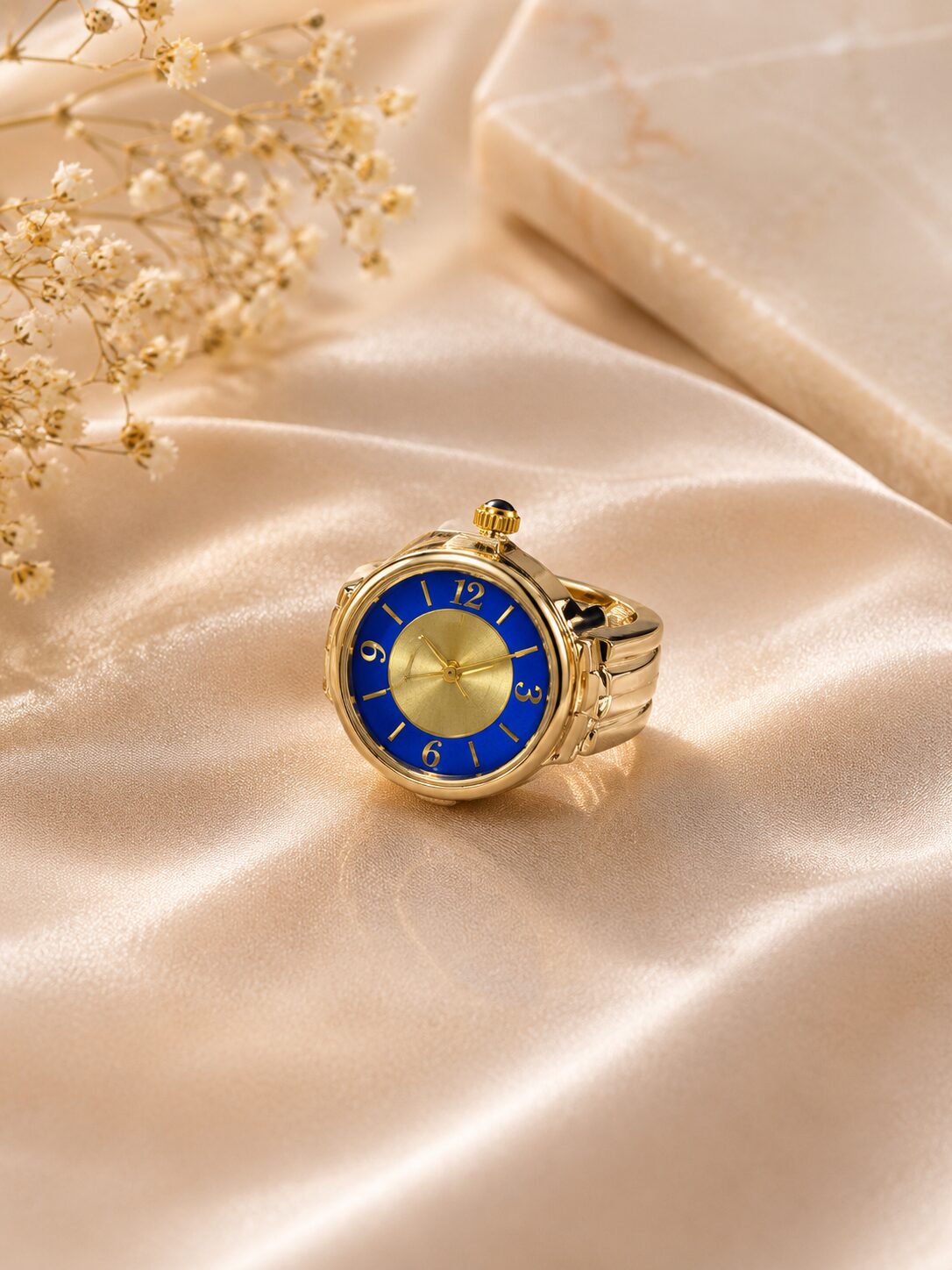 2026/08/1001775443.jpg Royal Blue Dial Ring Watch - Image 1