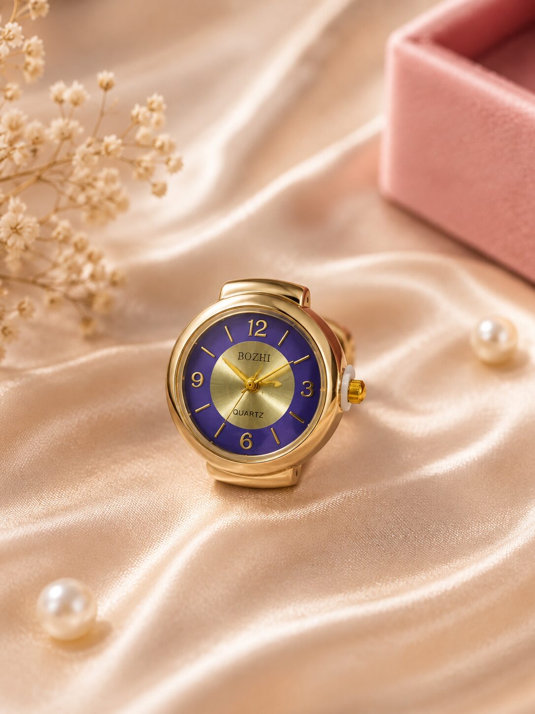2026/08/1001775468.jpg Royal purple/gold Dial Ring Watch - Image 1