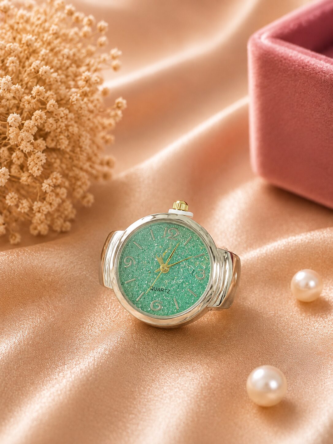 2026/08/1001775479.jpg Royal Green Dial Ring Watch - Image 1