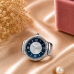 Premium Silver & Navy Dial Quartz Ring Watch