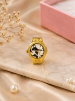 Premium Gold-Tone Vintage Cow Print Watch Ring