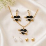 Black Heart Love Necklace & Earring Set