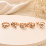 Elegant Rose Gold CZ Designer Rings Set ✨