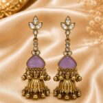 Lavender Stone Gold-Plated Designer Jhumka Earrings