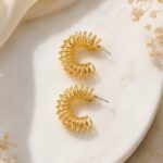 Premium Textured Gold Hoop Earrings | Elegant Statement Jewellery