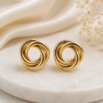 Premium Gold Interlocking Knot Stud Earrings | Elegant Fashion Jewellery