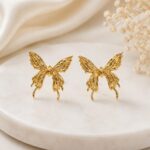 Premium Gold Bow Earrings | Elegant Butterfly Bow Statement Jewellery