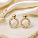 Pearl Crystal Circle Drop Earrings
