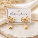 Golden Bow & Star Drop Earrings