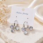 Silver Hoop Earrings with Crystal Charms