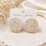 Pearl & Crystal Round Statement Earrings