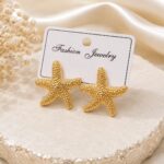Gold Starfish Statement Stud Earrings