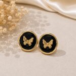 Black Butterfly Stainless Steel Stud Earrings