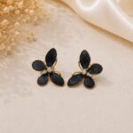Black Floral Stainless Steel Earrings