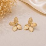 Gold Floral Crystal Stud Earrings