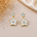 Elegant Star Drop Earrings with Pearl Finish