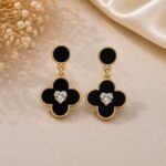 Black Clover Crystal Drop Earrings