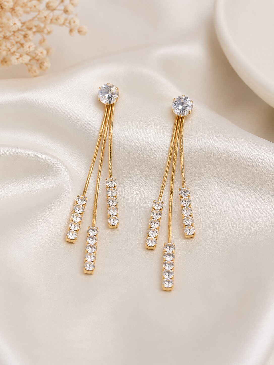 2026/08/1001777718.jpg Elegant Gold Crystal Chain Drop Earrings - Image 1