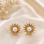 Pearl Sunburst Gold Stud Earring
