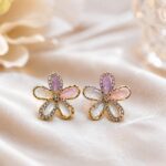 Pastel Flower Crystal Stud Earrings | Korean Style Jewellery
