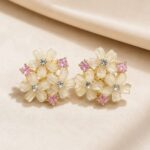 Floral Pink Stone Statement Earrings ✨