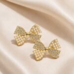 Pearl & Crystal Bow Statement Earrings ✨
