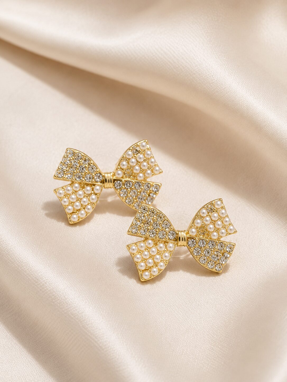 2026/08/1001779772.jpg Pearl & Crystal Bow Statement Earrings ✨ - Image 1