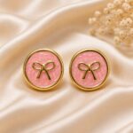 Premium Pink Bow Stainless Steel Earrings