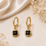 Elegant Black Flower Drop Earrings