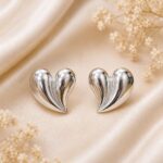 Elegant Silver Heart Stud Earrings