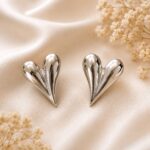Elegant Silver Heart Stud Earrings