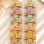 Premium Floral Gold-Trim Hair Claw Clips