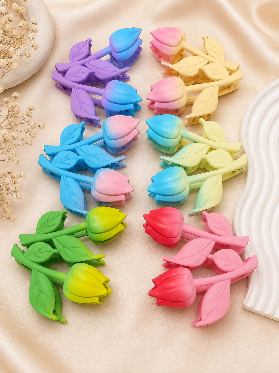 2026/08/1001780214.jpg Korean Style Rose Flower Hair Clips – Multicolor Collection - Image 1