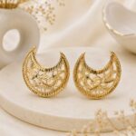 Title: Elegant Gold Crescent Filigree Hair Clip with Turquoise Accent