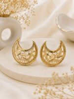 Title: Elegant Gold Crescent Filigree Hair Clip with Turquoise Accent