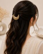 Title: Royal Gold Floral Crescent Hair Clip ✨ - Image 2