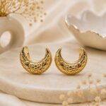 Title: Royal Gold Floral Crescent Hair Clip ✨