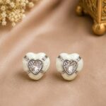 Elegant Heart-Shaped Pearl Crystal Stud Earrings