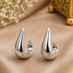 Elegant Silver Teardrop Hoop Earrings
