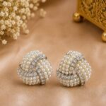 Elegant Pearl Beaded Crystal Knot Earrings