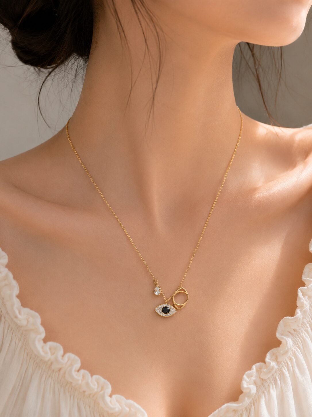 2026/08/1001780443.jpg Elegant Gold Evil Eye Infinity Necklace - Image 1