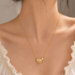 Elegant Gold Pearl Heart Necklace